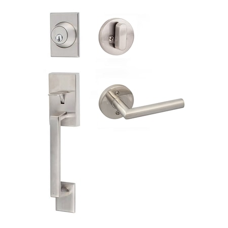 Sure-Loc Hardware Sure-Loc Hardware Koln Handleset with Round Thumb Turn, Hanover Handleset Trim, Satin Stainless KN507-R-HV 32D